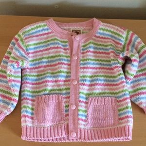 2t handknit cardigan with adorable piggy detail